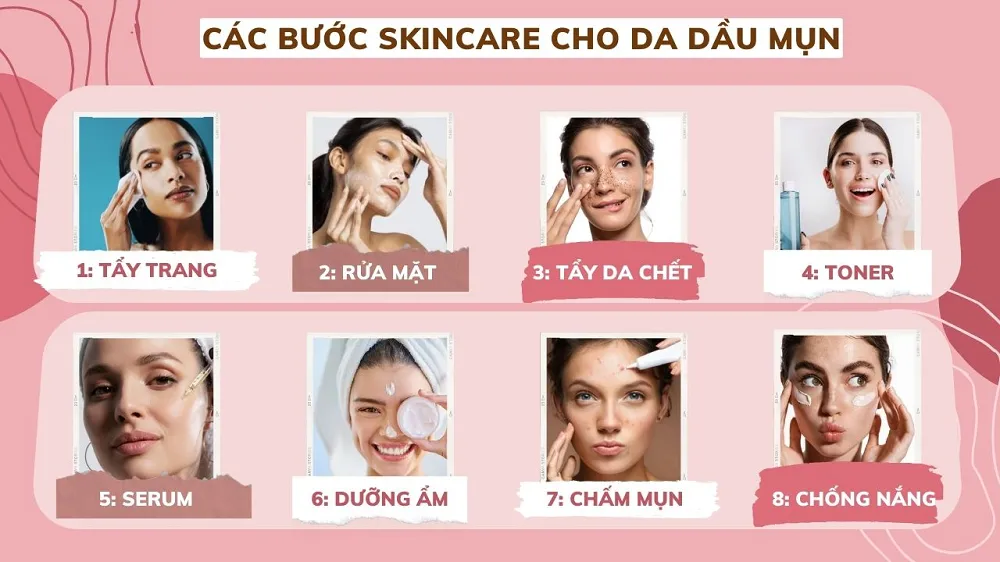 Mách bạn quy trình chăm sóc da mụn cực nhanh và hiệu quả